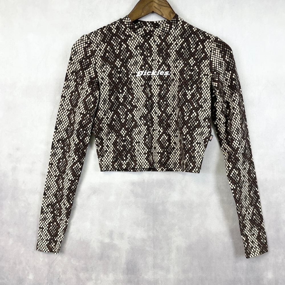 Dickies‎ Women Camden Top XS Snake Print Mock Neck Street Retro Activewear